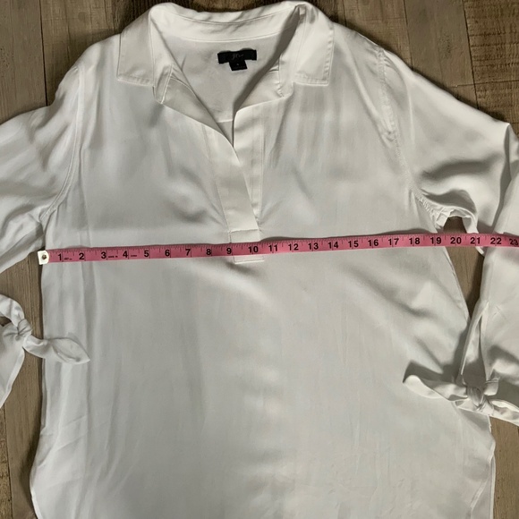 J Crew White Oversized Split Neck Tunic Tie Cuffs SZ S - Picture 11 of 12